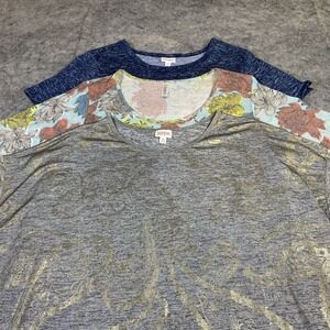 New‎ LulaRoe Lot of 3 Classic T-Shirt Women's 2X Multicolor Floral Simmer